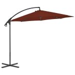Vidaxl parasol dport avec mt en acier 300 cm terre cuite