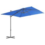 Vidaxl parasol dport avec mt en acier bleu azur 250x250 cm