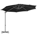 Vidaxl parasol dport avec mt en acier noir 300 cm