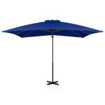 Vidaxl parasol dport et mt en aluminium bleu azur 250x250 cm