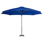 Vidaxl parasol dport avec mt en aluminium bleu azur 300 cm