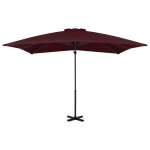 Vidaxl parasol dport avec mt en aluminium bordeaux 250x250 cm
