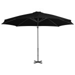 Vidaxl parasol dport avec mt en aluminium noir 300 cm