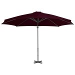 Vidaxl parasol dport avec mt en aluminium rouge 300 cm