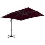 Vidaxl parasol dport avec mt en aluminium rouge bordeaux 300x300 cm