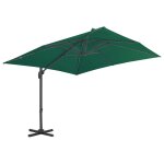 Vidaxl parasol dport avec mt en aluminium vert 300x300 cm