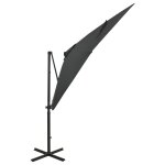 Vidaxl parasol dport avec mt et lumires led anthracite 250 cm