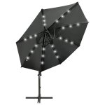 Vidaxl parasol dport avec mt et lumires led anthracite 300 cm