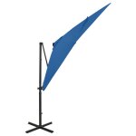 Vidaxl parasol dport avec mt et lumires led bleu azur 250 cm