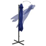 Vidaxl parasol dport avec mt et lumires led bleu azur 300 cm