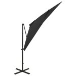 Vidaxl parasol dport avec mt et lumires led noir 250 cm