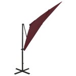 Vidaxl parasol dport avec mt et lumires led rouge bordeaux 250 cm