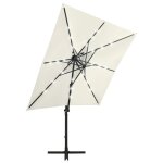Vidaxl parasol dport avec mt et lumires led sable 250 cm