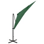 Vidaxl parasol dport avec mt et lumires led vert 250 cm