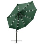 Vidaxl parasol dport avec mt et lumires led vert 300 cm