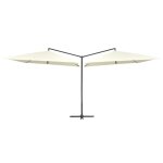 Vidaxl parasol double avec mt en acier 250 x 250 cm blanc sable