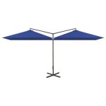 Vidaxl parasol double avec mt en acier bleu azur 600x300 cm