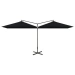 Vidaxl parasol double avec mt en acier noir 600x300 cm