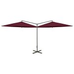 Vidaxl parasol double avec mât en acier rouge bordeaux 600 cm Vidaxl parasol double avec mât en acier rouge bordeaux 600 cm