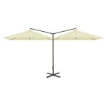 Vidaxl parasol double avec mt en acier sable 600x300 cm