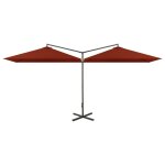 Vidaxl parasol double avec m�t en acier terre cuite 600x300 cm