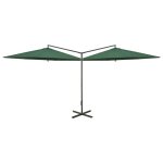 Vidaxl parasol double avec mt en acier vert 600 cm