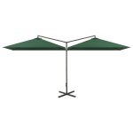 Vidaxl parasol double avec mt en acier vert 600x300 cm