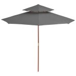 Vidaxl parasol double avec m�t en bois 270 cm anthracite