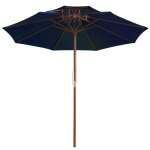 Vidaxl parasol double avec mt en bois bleu 270 cm