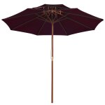 Vidaxl parasol double avec mât en bois rouge bordeaux 270 cm Vidaxl parasol double avec mât en bois rouge bordeaux 270 cm