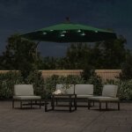 Vidaxl parasol avec clairage led 300 cm poteau en mtal vert