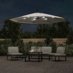 Vidaxl parasol avec clairage led 300cm poteau en mtal sable