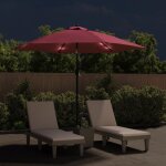 Vidaxl parasol d'extrieur avec led et mt en acier 300 cm bordeaux