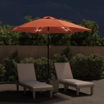 Vidaxl parasol d'extrieur avec led et mt en acier 300 cm terre cuite