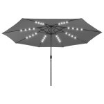 Vidaxl parasol d'extrieur avec led et mt en mtal 400 cm anthracite