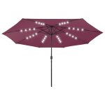 Vidaxl parasol d'extrieur avec led et mt en mtal 400 cm bordeaux