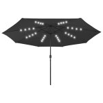 Vidaxl parasol d'extrieur avec led et mt en mtal 400 cm noir