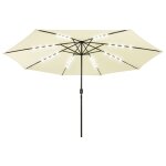 Vidaxl parasol d'ext�rieur avec led et m�t en m�tal 400 cm sable