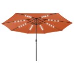 Vidaxl parasol d'extrieur avec led et mt en mtal 400 cm terre cuite