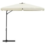 Vidaxl parasol d'extrieur avec mt en acier 300 cm blanc sable