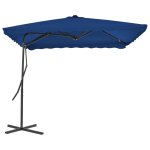 Vidaxl parasol d'extrieur avec mt en acier bleu 250x250x230 cm