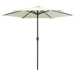 Vidaxl parasol d'extrieur et mt en aluminium 270x246 cm blanc sable