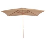 Vidaxl parasol d'ext�rieur avec m�t en bois 200 x 300 cm taupe