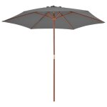 Vidaxl parasol d'ext�rieur avec m�t en bois 270 cm anthracite