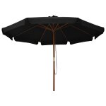 Vidaxl parasol d'ext�rieur avec m�t en bois 330 cm noir