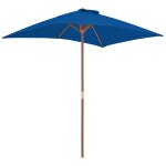 Vidaxl parasol d'ext�rieur avec m�t en bois bleu 150x200 cm