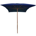 Vidaxl parasol d'extrieur avec mt en bois bleu 200x300 cm