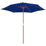 Vidaxl parasol d'extrieur avec mt en bois bleu 270 cm