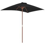 Vidaxl parasol d'ext�rieur avec m�t en bois noir 150x200 cm