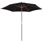 Vidaxl parasol d'extrieur avec mt en bois noir 270 cm